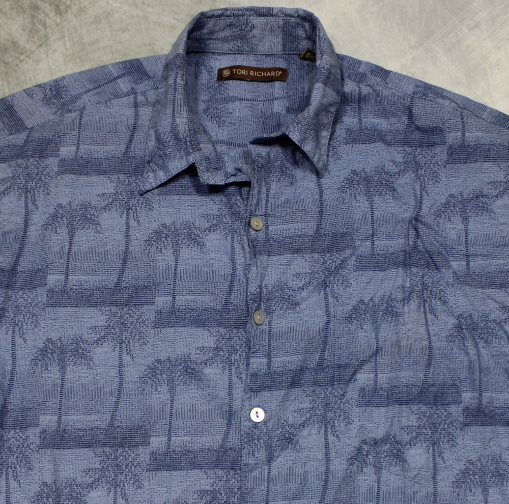 Tori Richard Short Sleeve Button Hawaiian Shirt Mens Small Palm Tree